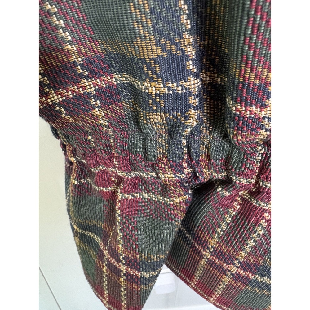 Vintage‎ On the Verge Sz L Santa Teddy Bear Train Toys Vest Plaid Christmas - Picture 5 of 8